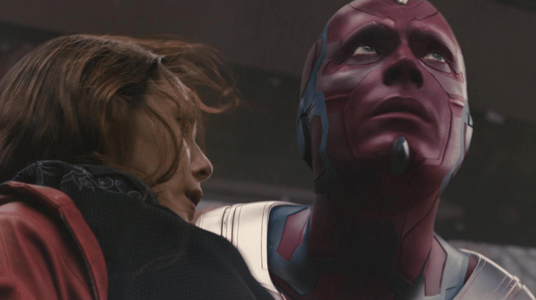 Elizabeth Olsen (Feitceira Escarlate) e Paul Bettany (Visão) - Reprodução - Reprodução