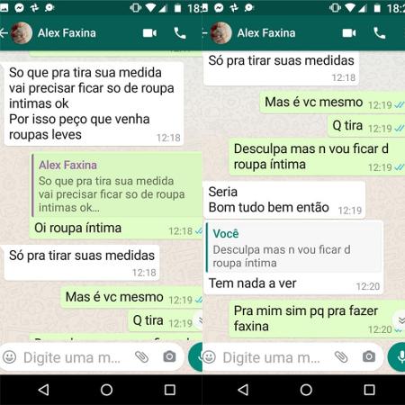 Homem justifica que quer ver candidata de peças íntimas para tirar suas medidas - Arquivo pessoal