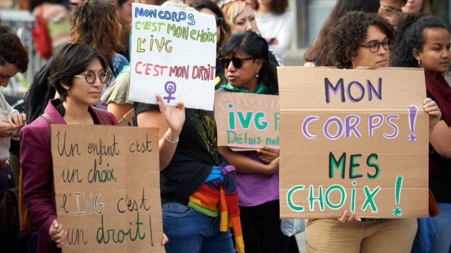 Protesto em Toulouse, na França, a favor do direito de abortar. Registro de 2019 - NurPhoto/NurPhoto via Getty Images