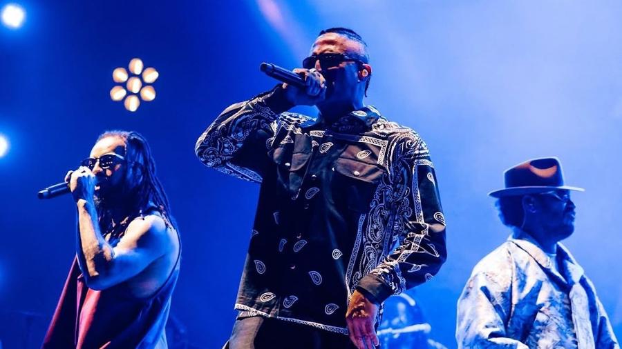 Rael, Mano Brown e Criolo durante show no festival Doce Maravilha 2024