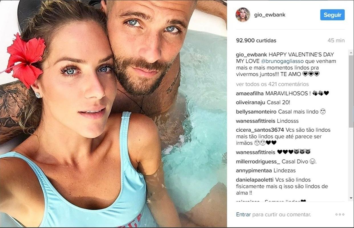Giovanna Ewbank se declara para o maridão, Bruno Gagliasso, no Valentine's Day: "Que venham mais e mais momentos lindos pra vivermos juntos!!! TE AMO" - Reprodução/Instagram
