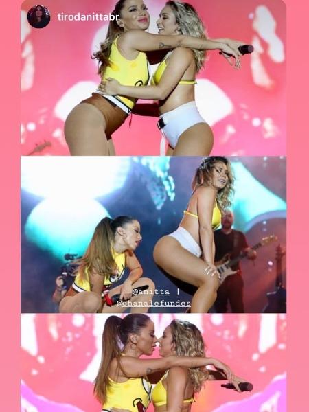 Anitta e Ohana Lefundes no palco - Reprodução/Instagram