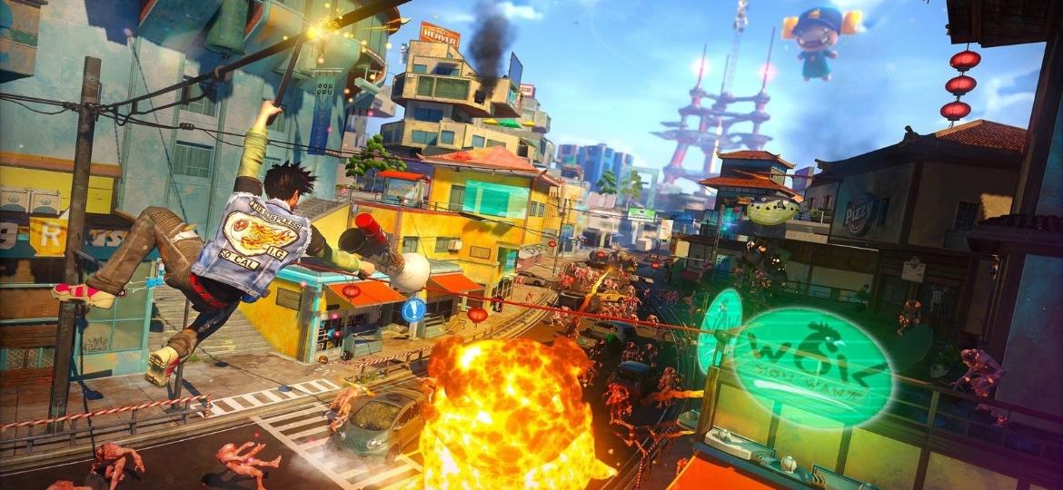 "Sunset Overdrive" é uma aventura descolada e frenética em um mundo tomado por mutantes e mascotes de energéticos. - Divulgação