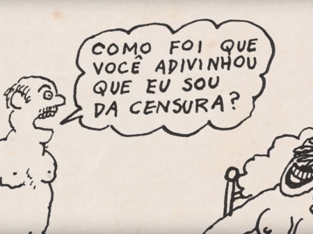 Charge reproduzida no documentário "Tá Rindo de Quê?" - Reprodução