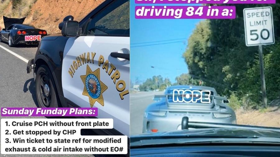 Polícia da Califórnia para carros de luxo em quarentena - Reprodução