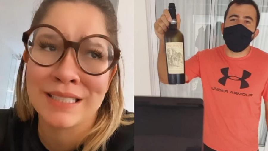 Marília Mendonça mostra garrafa de vinho na mão de amigo - Reprodução/Instagram