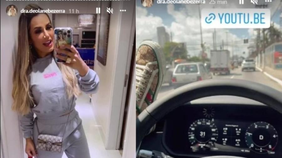 Deolane grava vídeo com pé no painel do seu Land Rover; prática é condenada por especialista de trânsito e pelas montadoras - Reprodução/Instagram