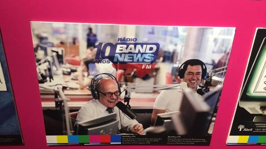 Ricardo Boechat e Eduardo Barão "aprontando" na BandNews FM - Reprodução/Facebook