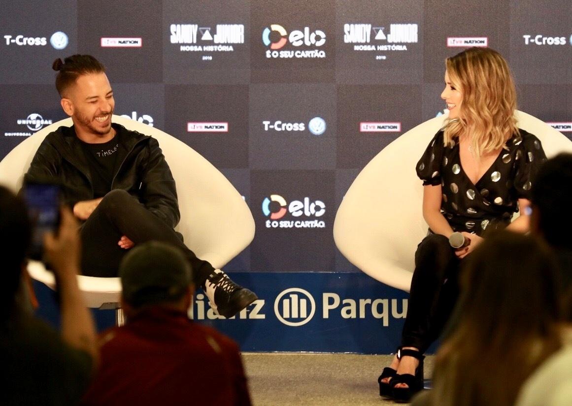 Sandy e Junior reuniram a imprensa hoje, no Allianz Parque, em São Paulo, para anunciar a turnê de reunião Nossa História - Mariana Pekin/UOL