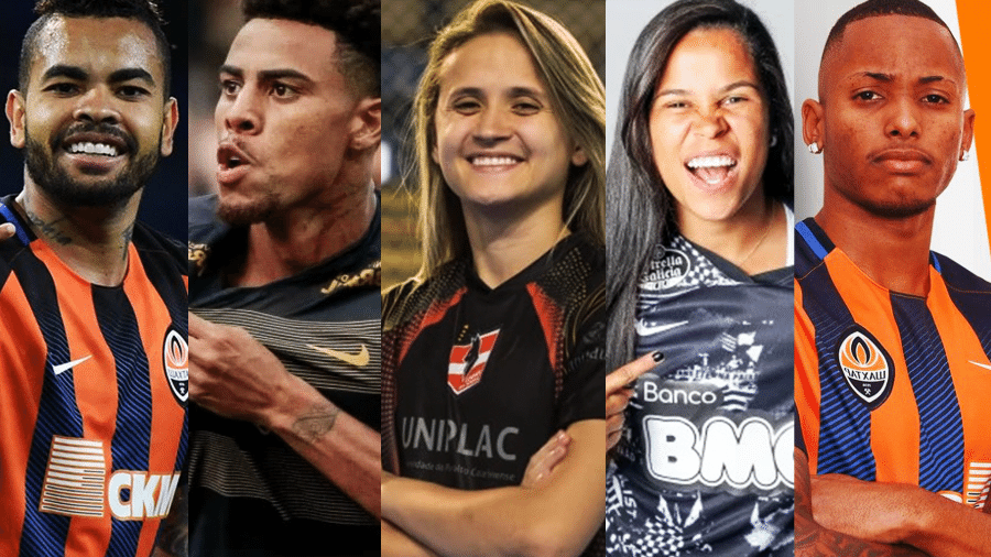 Dentinho, Gustagol, Amandinha, Vitória, Fernando e outros jogadores estarão em live na BOOYAH - Arte/UOL