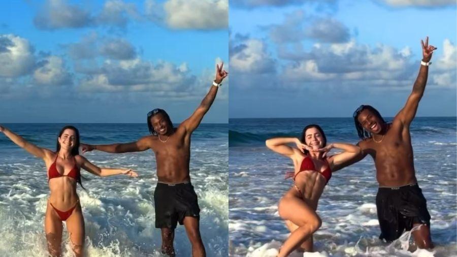 Jade Picon e Paulo André curtem praia em Fernando de Noronha