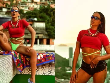 Anitta faz cliques quentes no Rio de biquíni e shortinho: 'Tesão'