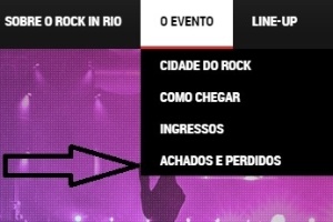 Área de "Achados e Perdidos" do site do Rock in Rio - Reprodução - Reprodução