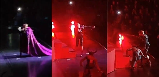 Madonna é quase atropelada pelo palco durante show em Chicago, mas dançarino a salva