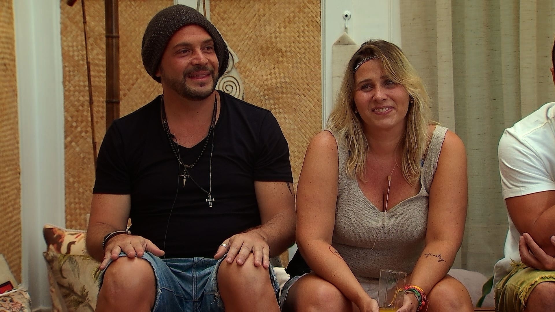 Conrado e Andréia Sorvetão na terapia de casais, um dos momentos finais da primeira temporada do "Power Couple" - Divulgação/Record