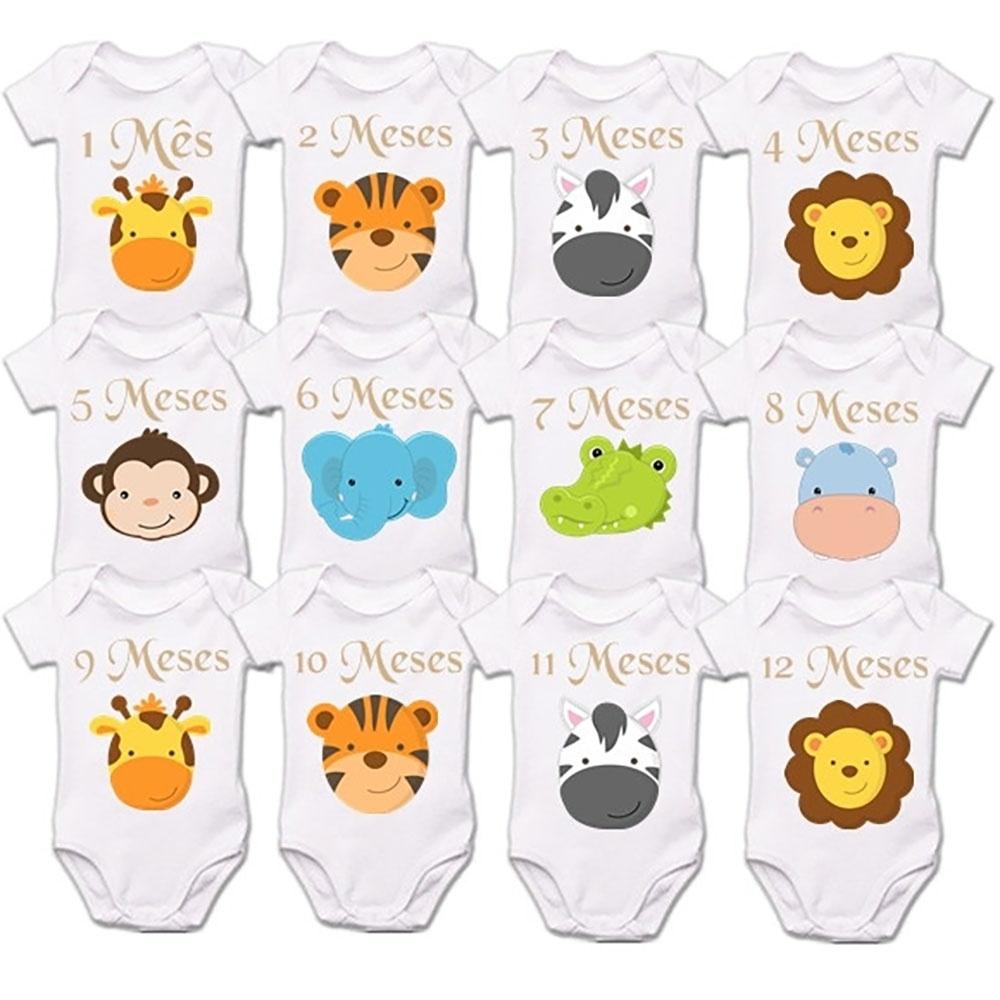 O kit à venda na Look Style (www.elo7.com.br/lookstyle) tem um body fofo com bichinhos para cada mês do ano - Divulgação