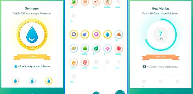 Acumular níveis de medalhas ajudará a capturar Pokémon mais fortes de acordo com o tipo - Montagem/UOL