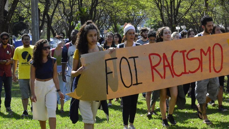 Manifestação de estudantes após caso de pichações racistas na Unicamp - Everaldo Luís Silva
