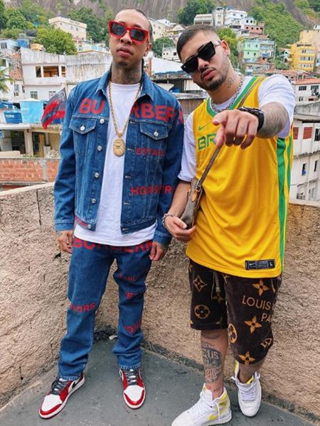 Rapper americano Tyga e MC Kevinho gravam clipe no Vidigal  - Reprodução/Instagram