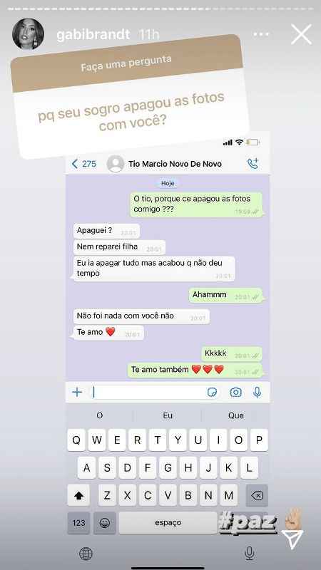 Gabi Brandt mostra conversa com o sogro - Reprodução/Instagram - Reprodução/Instagram