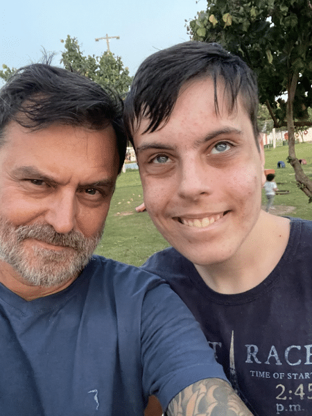Marcelo e o filho, Marco Antonio Simas Paim, de 20 anos - Arquivo pessoal - Arquivo pessoal