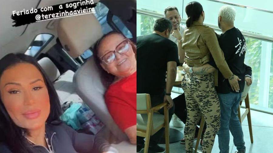 Gracyanne passeia com a mãe de Belo e cantor aparece com outra em um shopping - Reprodução/Instagram/Agnews