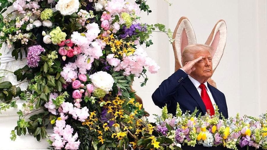 O presidente Donald Trump durante celebração da Páscoa