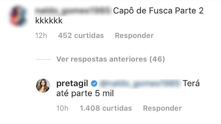 Preta Gil responde a comentários dos seguidores  - Reprodução/Instagram - Reprodução/Instagram
