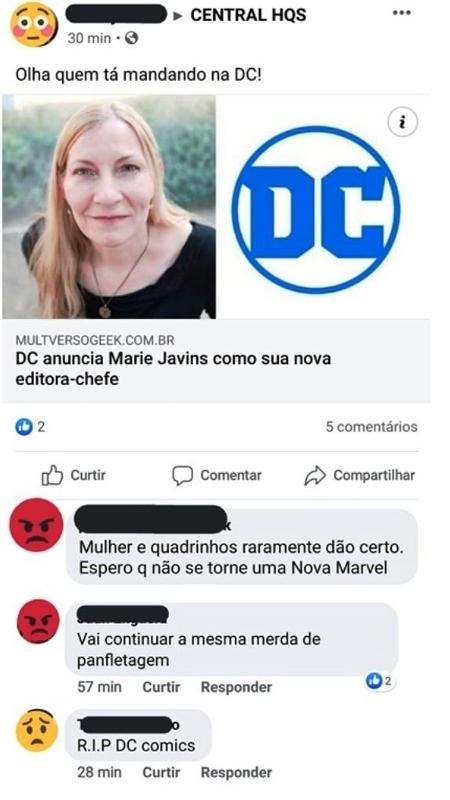 leitores desavisados reagindo sobre o novo cargo de Marie Javins - reprodução internet - reprodução internet