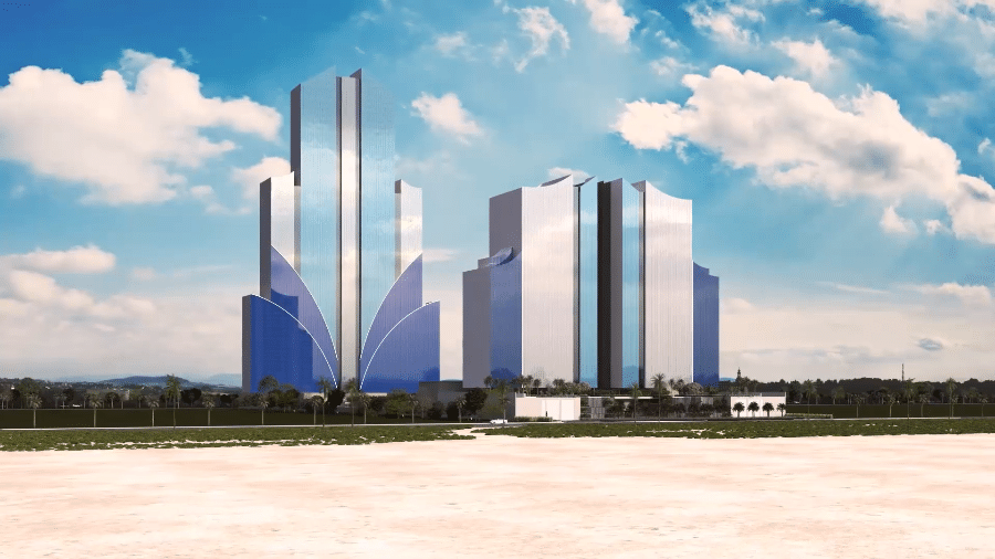 Perspectiva da fachada do condomínio onde Zezé Di Camargo e Graciele compraram um apartamento em Vila Velha, no ES - Reprodução/Grand Construtora