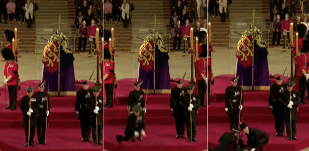 Rainha Elizabeth 2ª: Guarda que fazia viligia do caixão da monarca cai - Vimarsana News