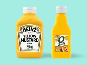 Mostardas Heinz: mesmo fabricante tem produtos muito diferentes