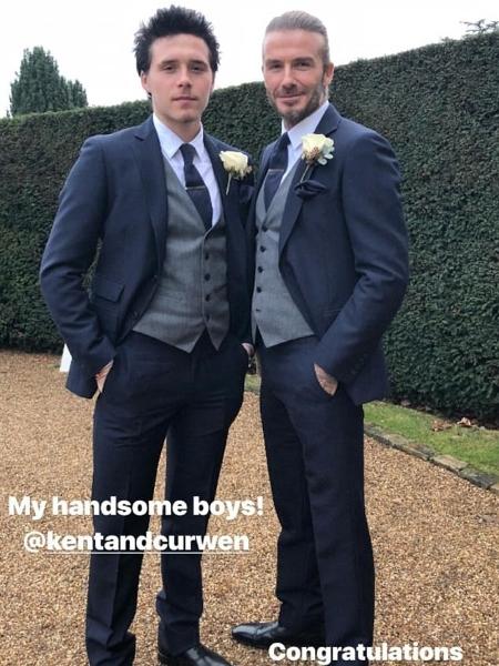 O ex-jogador de futebol David Beckham e o filho mais velho, Brooklyn - Reprodução/Instagram