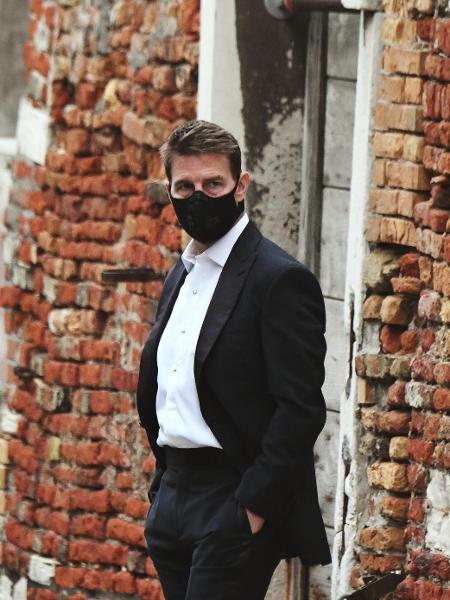 Tom Cruise gravando "Missão: Impossível 7" em Veneza, antes da paralisação - AFP