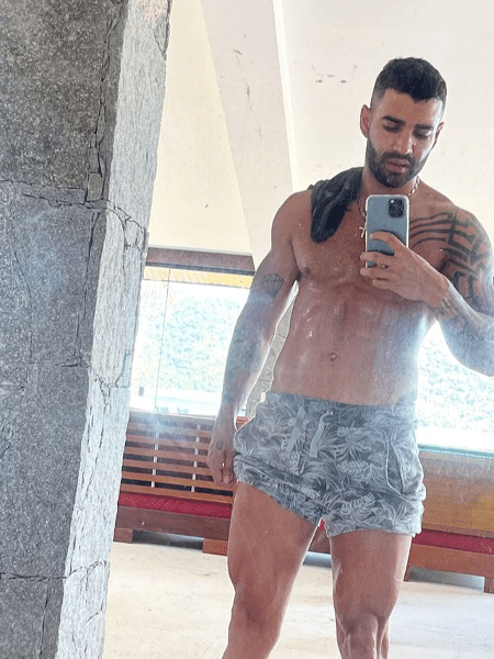 Gusttavo Lima apareceu suado e sem camisa no Instagram Stories - Reprodução/Instagram