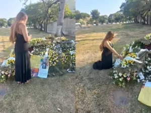 MC May visita túmulo de Anderson Leonardo: 'Te perdoei sim'