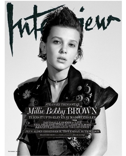 25.out.2016 - Millie Bobby Brown, a Eleven da série "Stranger Things", é capa da revista americana "Interview". A atriz, de 12 anos, - Reprodução/Instagram/milliebobby_brown