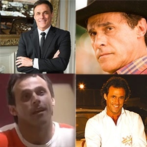 Oscar Magrini em quatro momentos da carreira: Régis ("A Regra do Jogo"), Ramiro ("Em Família"), Ralf ("O Rei do Gado") e Gustinho ("Torre de Babel") - Divulgação e Reprodução - Divulgação e Reprodução