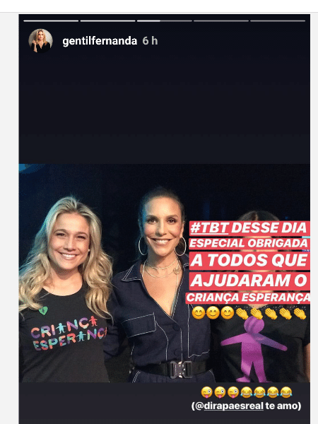 Fernanda Gentil corta Dira Paes de foto - Reprodução/Instagram