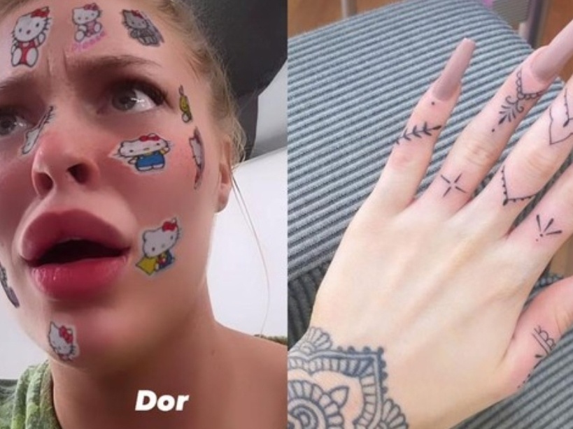 Luísa Sonza sofre ao mostrar novas tatuagens na mão: 'Dor