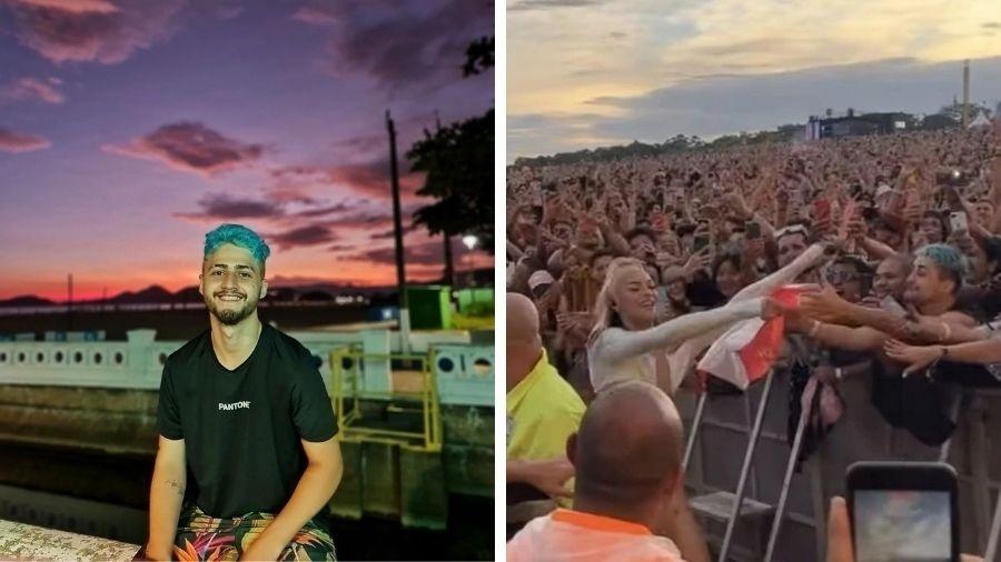 O produtor audiovisual Saymon Souza entregou bandeira de Lula para Pabllo Vittar durante o Lollapalooza - Reprodução/Instagram