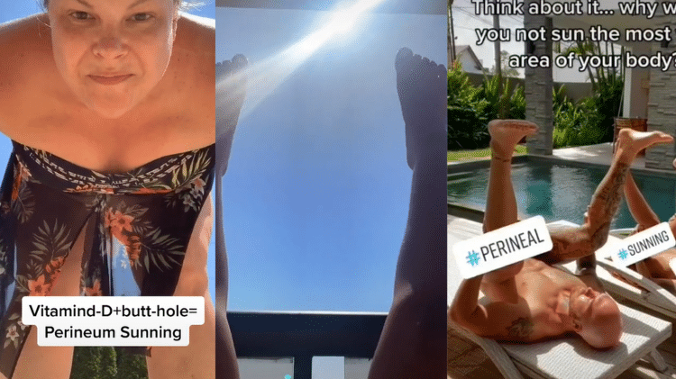 Usuários do TikTok postam vídeos em trend batizada de "perineum sunning" (sol no períneo, em português)  - Reprodução - Reprodução