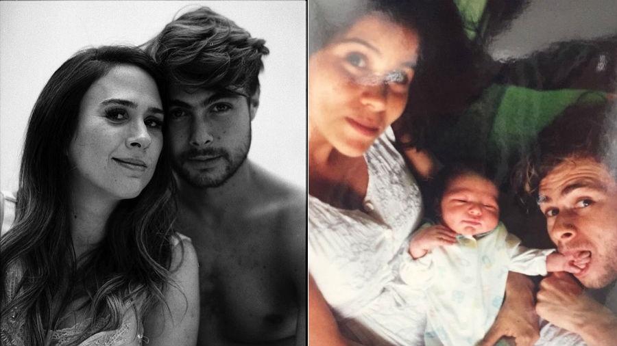Rafael Vitti com Tatá Werneck em foto atual e ainda bebê, com os pais, Valeria Alencar e João Vitti - Reprodução/Instagram