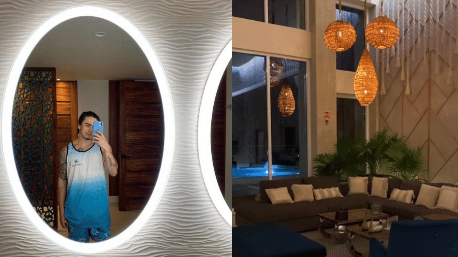 Whindersson mostrou detalhes de hotel no México, com direito a espelho com LED e pulseira para abrir a porta  - Reprodução/Instagram/@whinderssonnunes