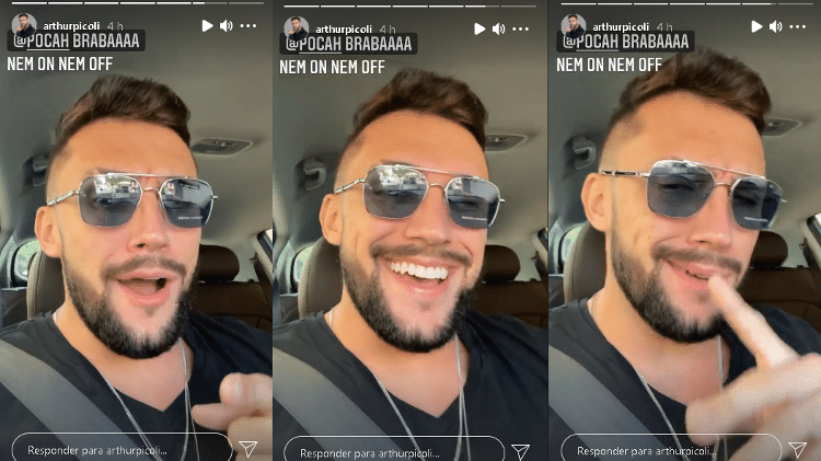 BBB 21: Arthur posta story usando óculos com adesivo da marca - Instagram/@arthurpicoli - Instagram/@arthurpicoli