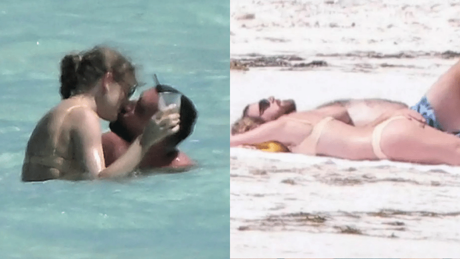 Taylor Swift e Travis Kelce na praia