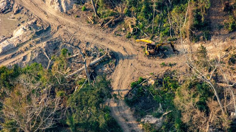 Escavadeira é vista perto da terra indígena