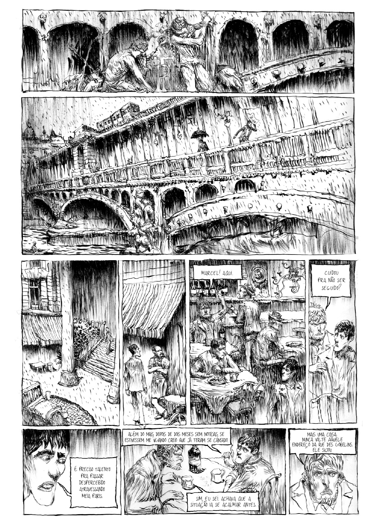 Página da HQ "Goela Negra", de Antoine Ozanan, ilustrada pelo brasileiro Lelis - Divulgação