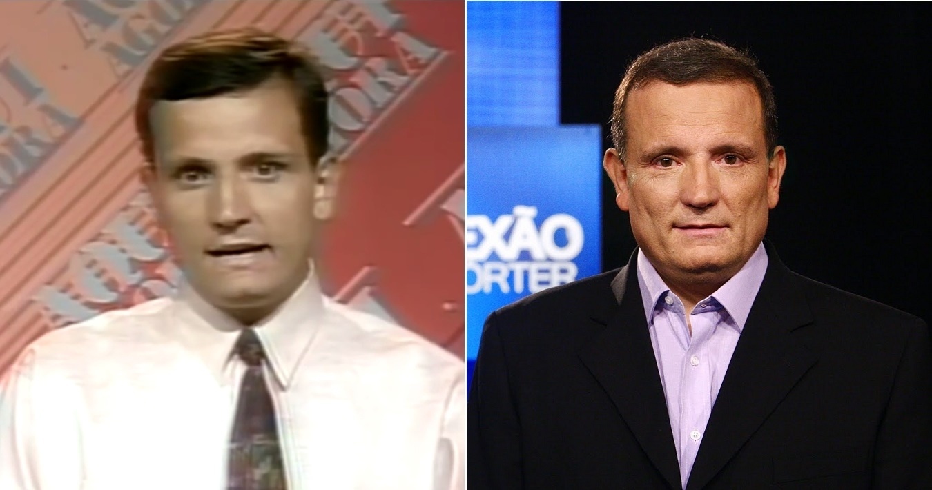 Roberto Cabrini também fez parte do "Aqui Agora" e falava de esportes. Especializou-se em reportagens investigativas e, após passagens por Globo, Band e Record, voltou ao SBT em 2009 - Montagem/UOL