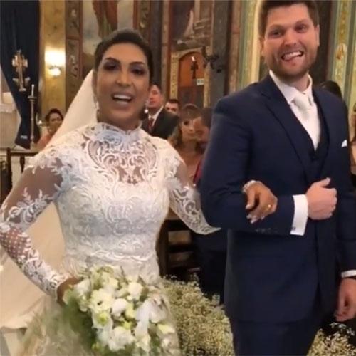 A ex-BBB 15 Amanda Djehdian se casa com o empresário Mateus Hoffmann na Igreja Apostólica Armênia São Jorge, em São Paulo - Reprodução/Instagram/cauegarcia